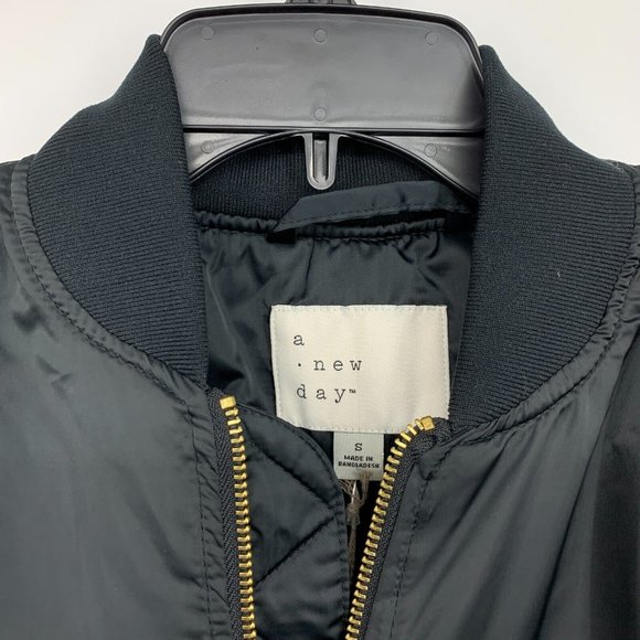 A New Day Bomber Jacket Black Full Zip Water Resistant NWT - Picture 3 of 10